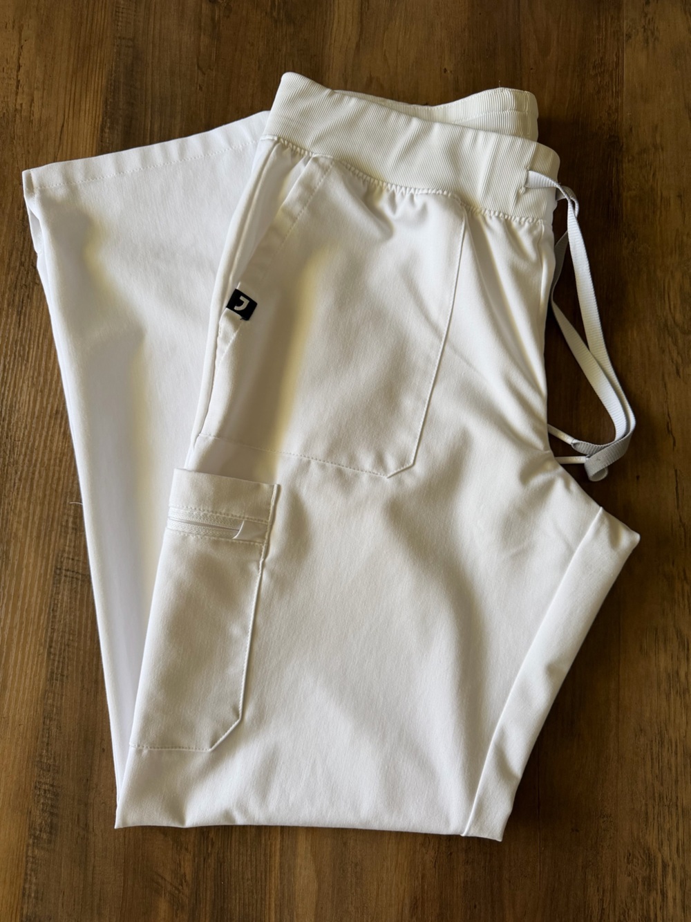 Jaanuu White Drawstring Scrub Pants